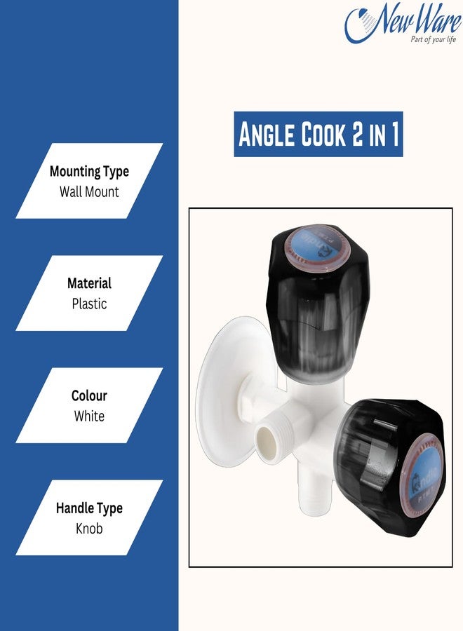 NEW WARE صنبور زاوية PVC ثنائي الاتجاه من نيو وير | صنبور زاوية ثنائي الاتجاه مثبت على الحائط مع شفة جدارية للحمام والمطبخ - Image 5